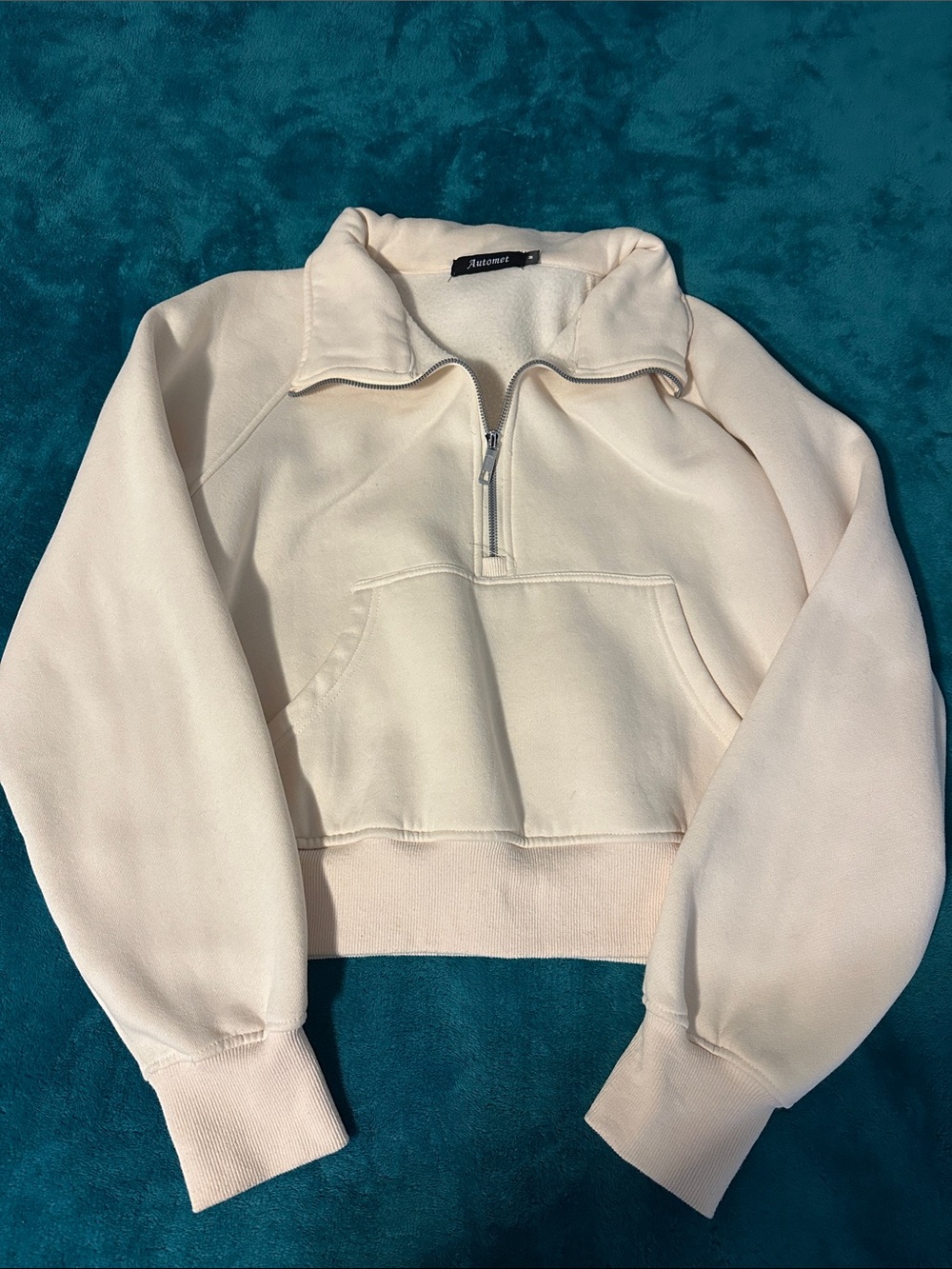 Automet Cropped Half-Zip Pullover - Cream